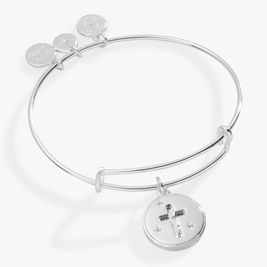 Hidden Message Cross Affirmation Bangle in Sterling Silver