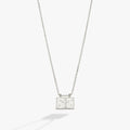 Polished silver cross pendant necklace with hidden affirmation message and crystal accents