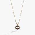 Sodalite blue evil eye pendant on an adjustable gold bar chain