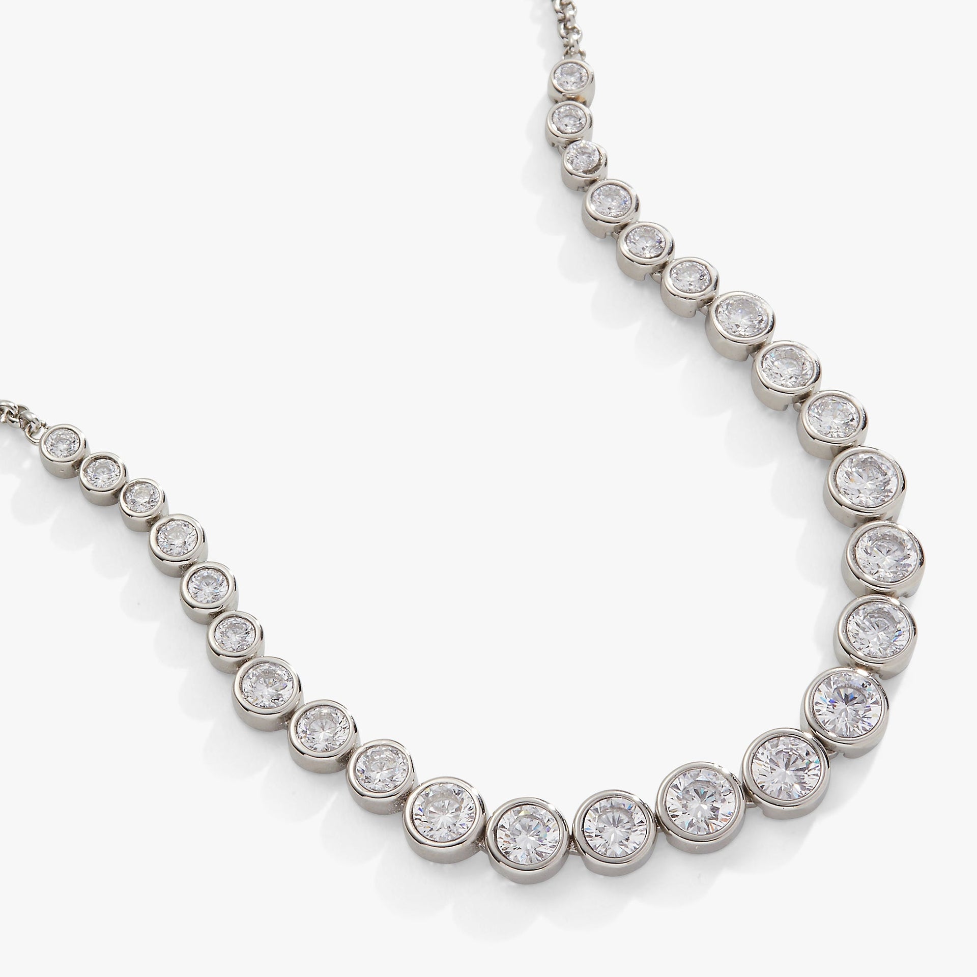 Crystal Tennis Necklace in Gold or Silver Finish for Formal Wear