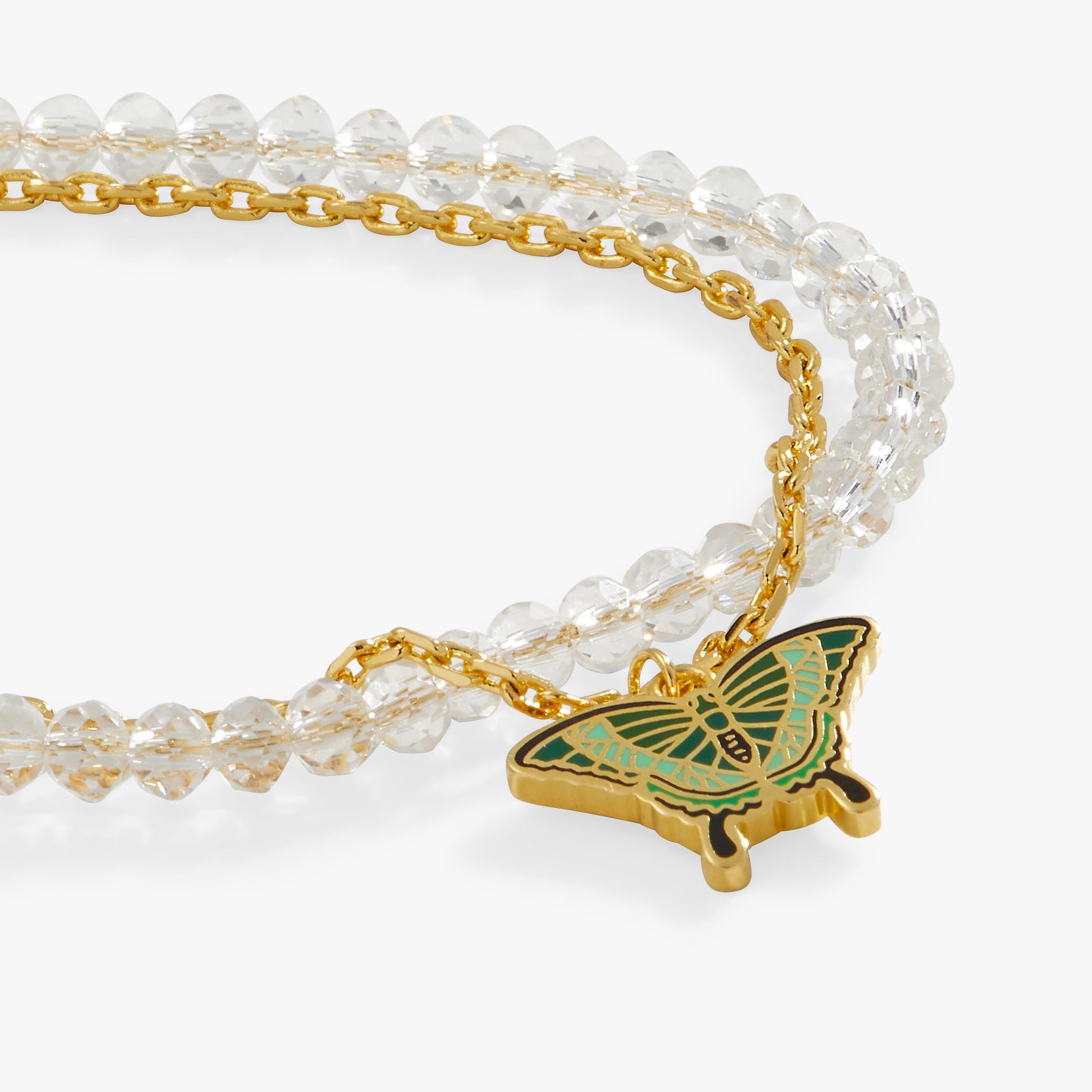 Emerald Swallowtail Butterfly Charm Bracelet Dual-Layer Chain