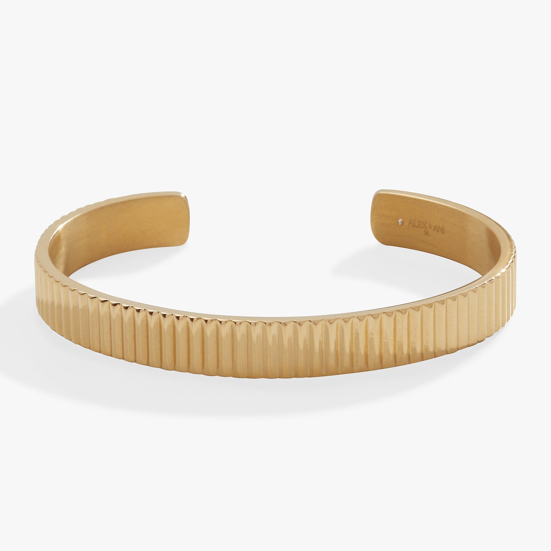 Gold-tone textured cuff bracelet with ribbed detail