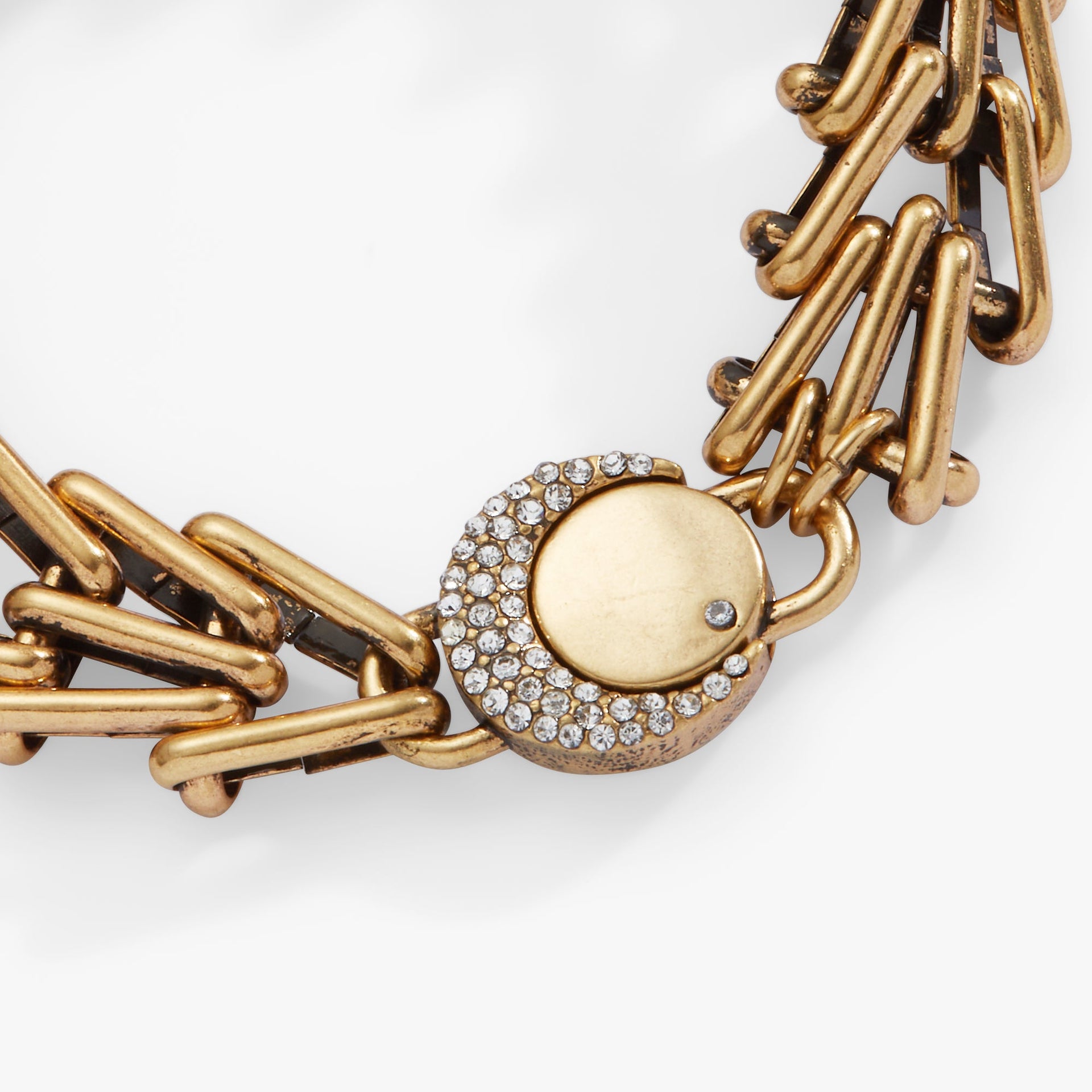 Wanderer Chunky Gold Chain Statement Bracelet with Crescent Moon