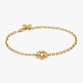 14kt gold-plated Star of David charm with a crystal-encrusted heart on a bracelet