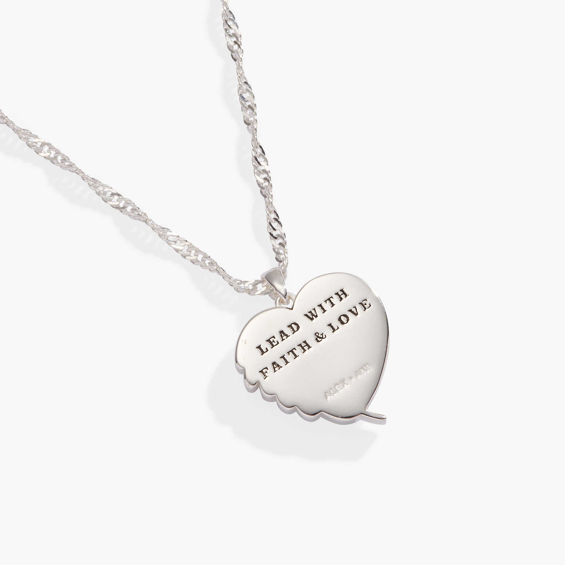Mother of Pearl Wings of Protection Heart Charm Necklace