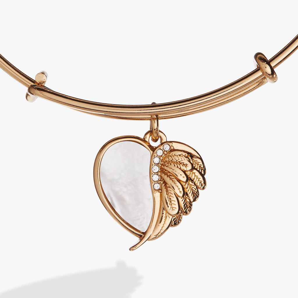 Wings of Protection Mother of Pearl Angel Wing Charm Bangle
