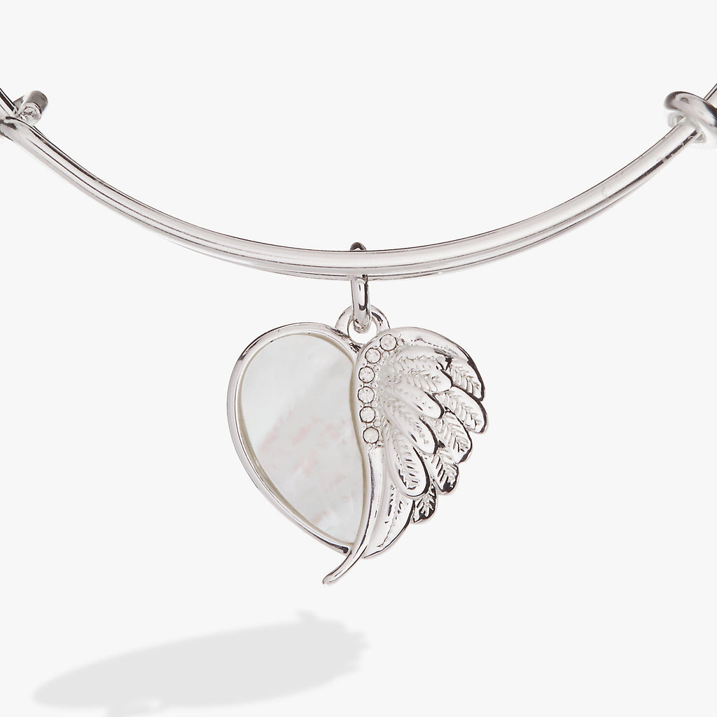 Wings of Protection Mother of Pearl Angel Wing Charm Bangle