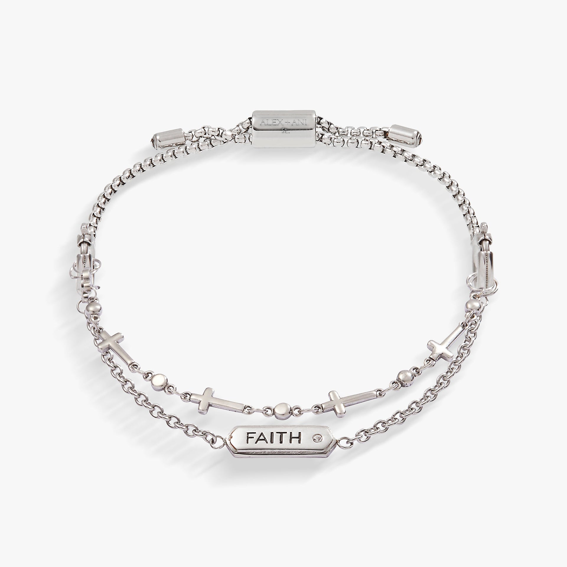 Faith Stranded™ Two-Row Bracelet Set with CZ Cross Charms
