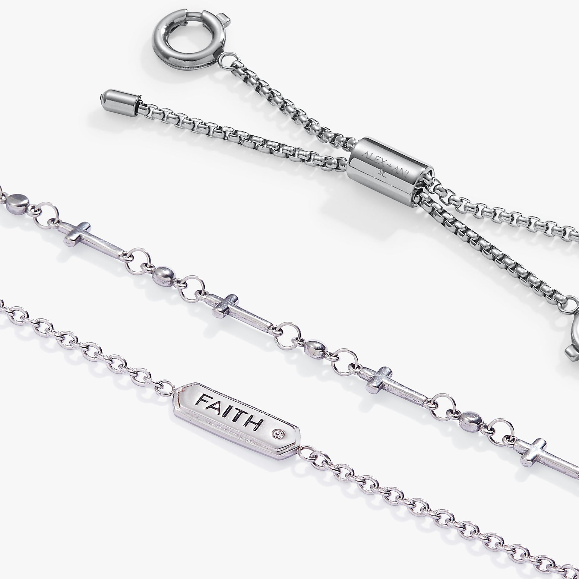 Faith Stranded™ Two-Row Bracelet Set with CZ Cross Charms