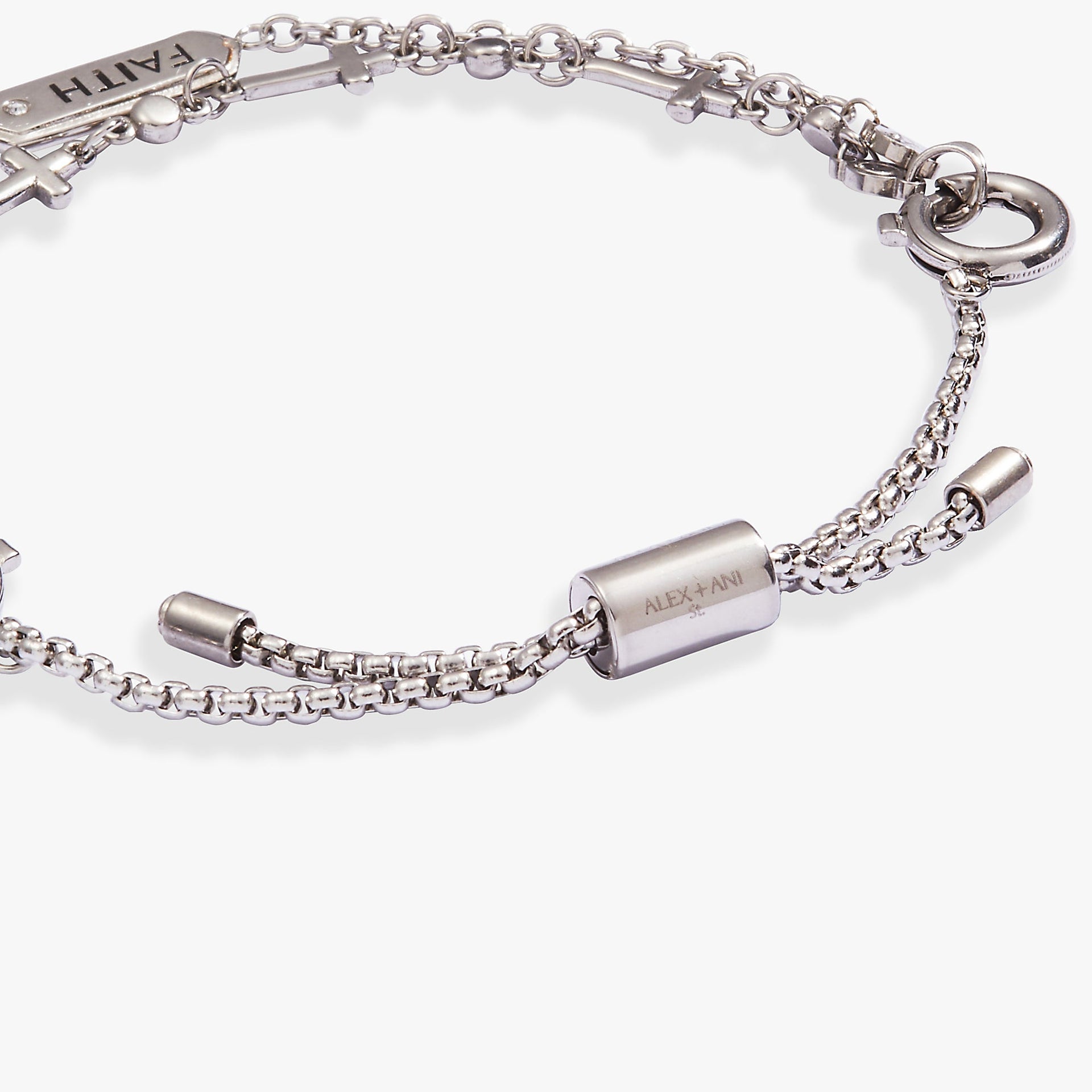 Faith Stranded™ Two-Row Bracelet Set with CZ Cross Charms