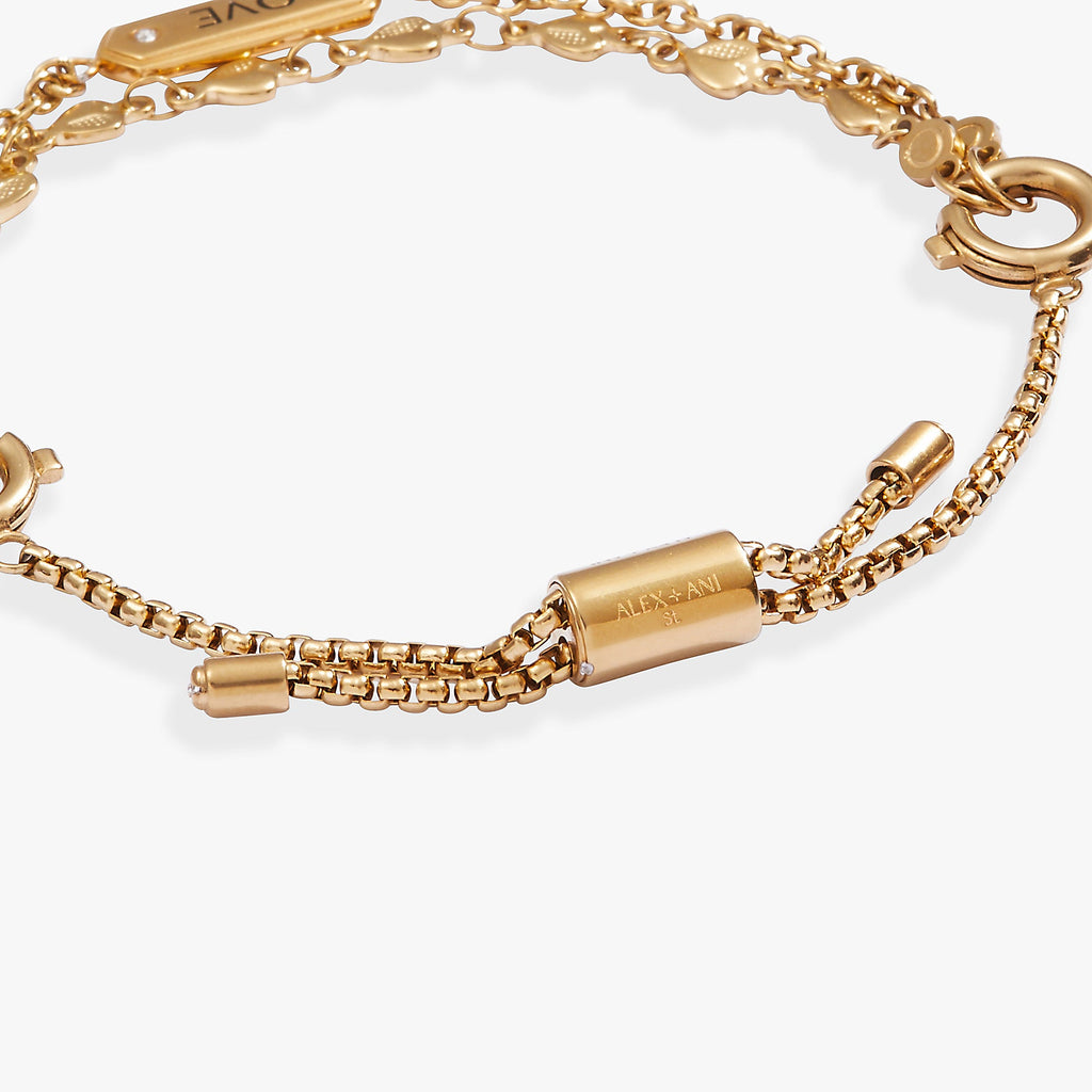 Stranded Love Charm Chain Bracelet Set with Cubic Zirconia