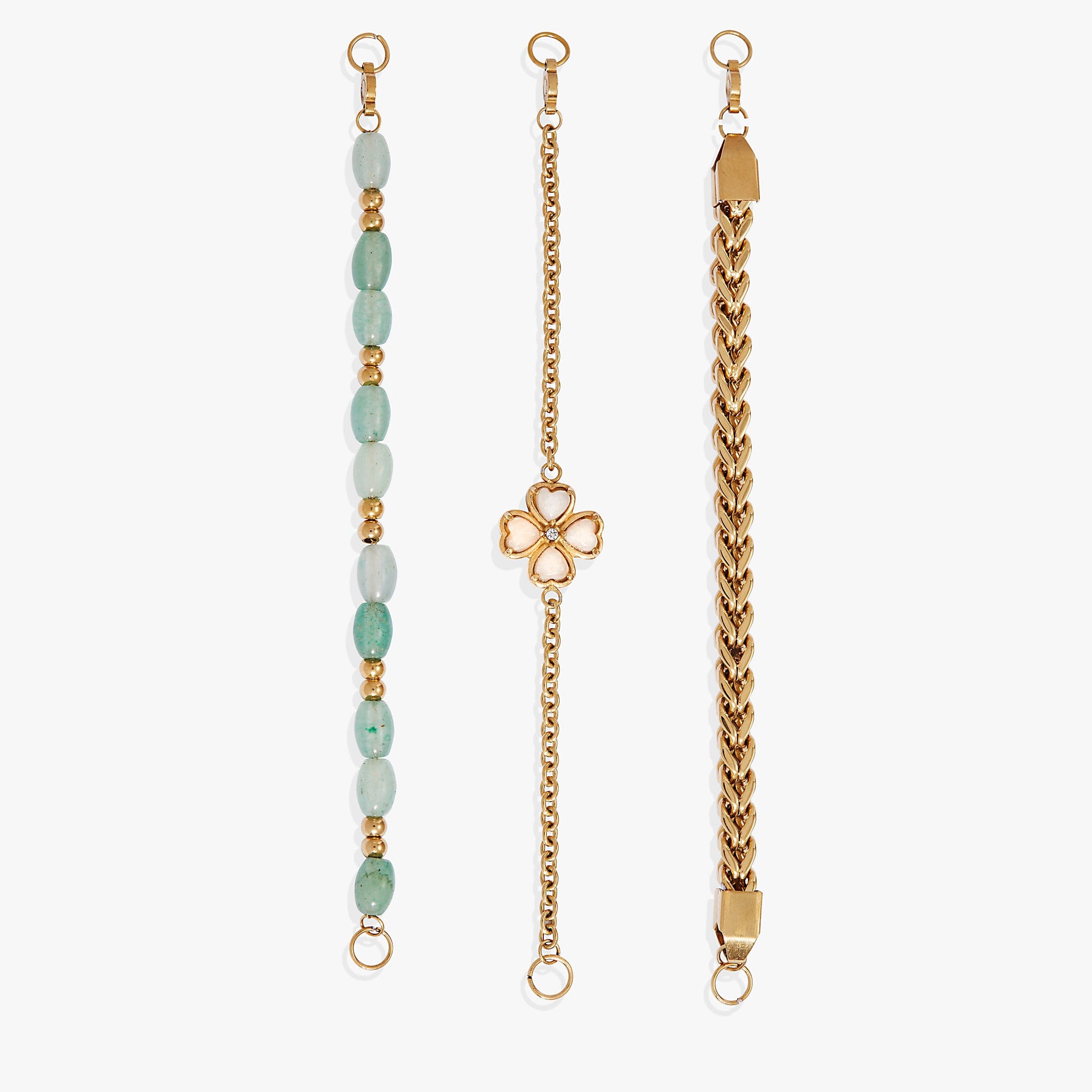 Four-Leaf Clover Stranded™ Bracelet Set with White Jade