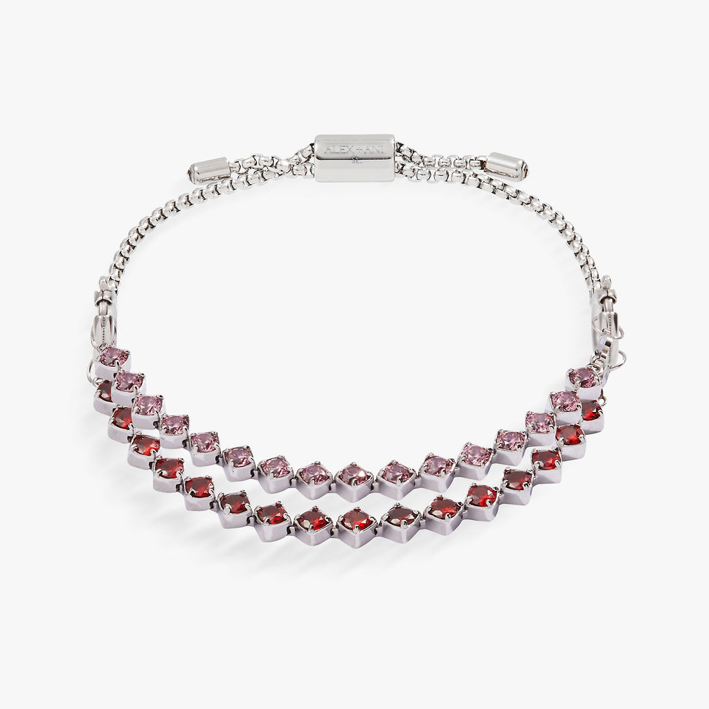 Ruby Luster Stranded Gemstone Bracelet Set in Garnet & Rhodolite