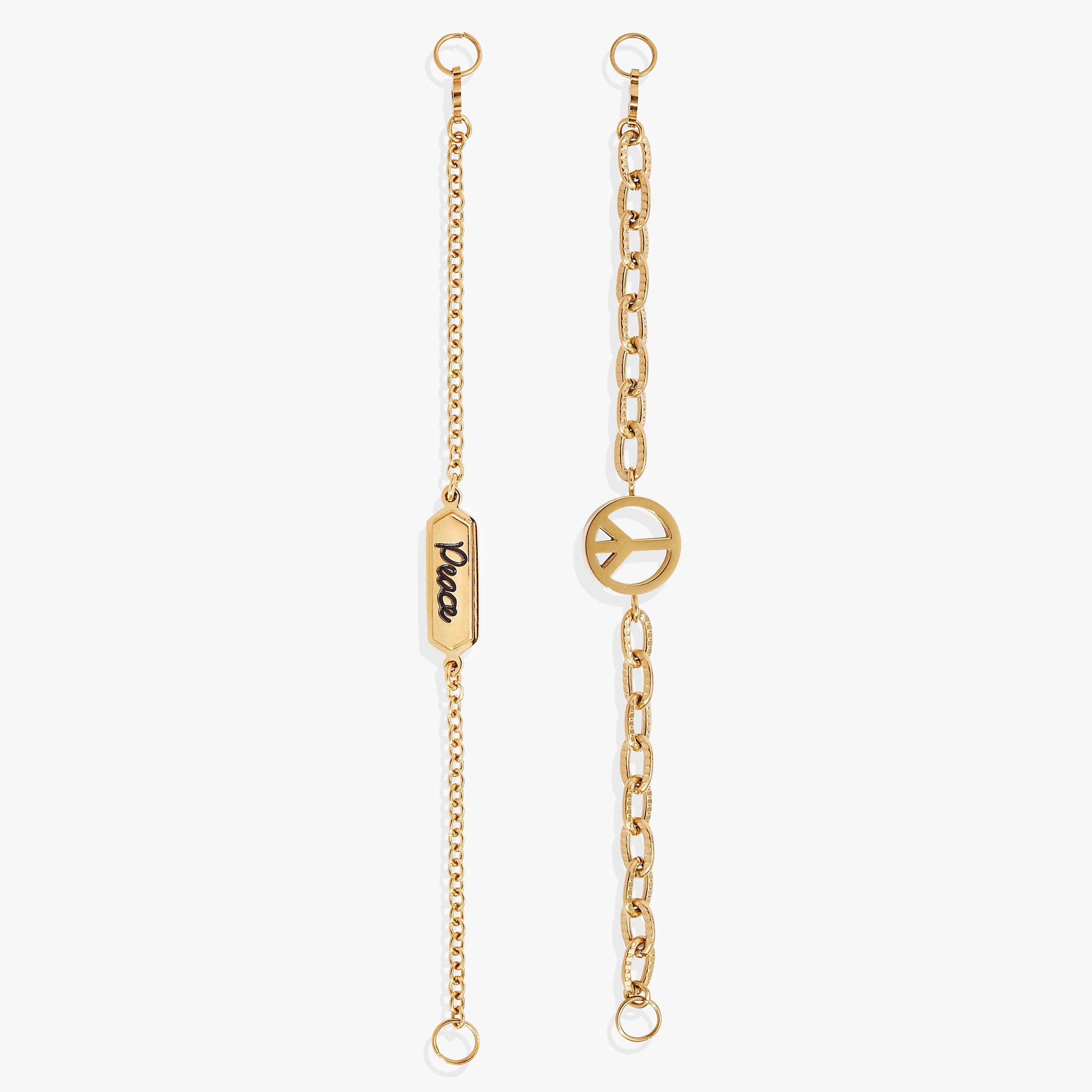 Peace Stranded Bracelet Set with Chain and Charm Detail