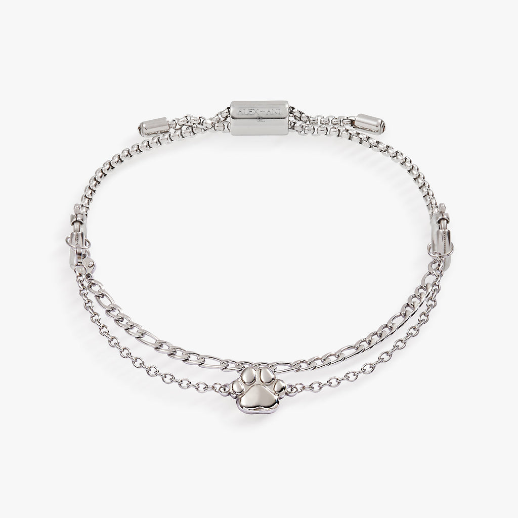 Paw Print Stranded Chain Bracelet Set for Pet Lovers