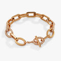Oval Link Crystal Chain Toggle Bracelet in Gold or Silver