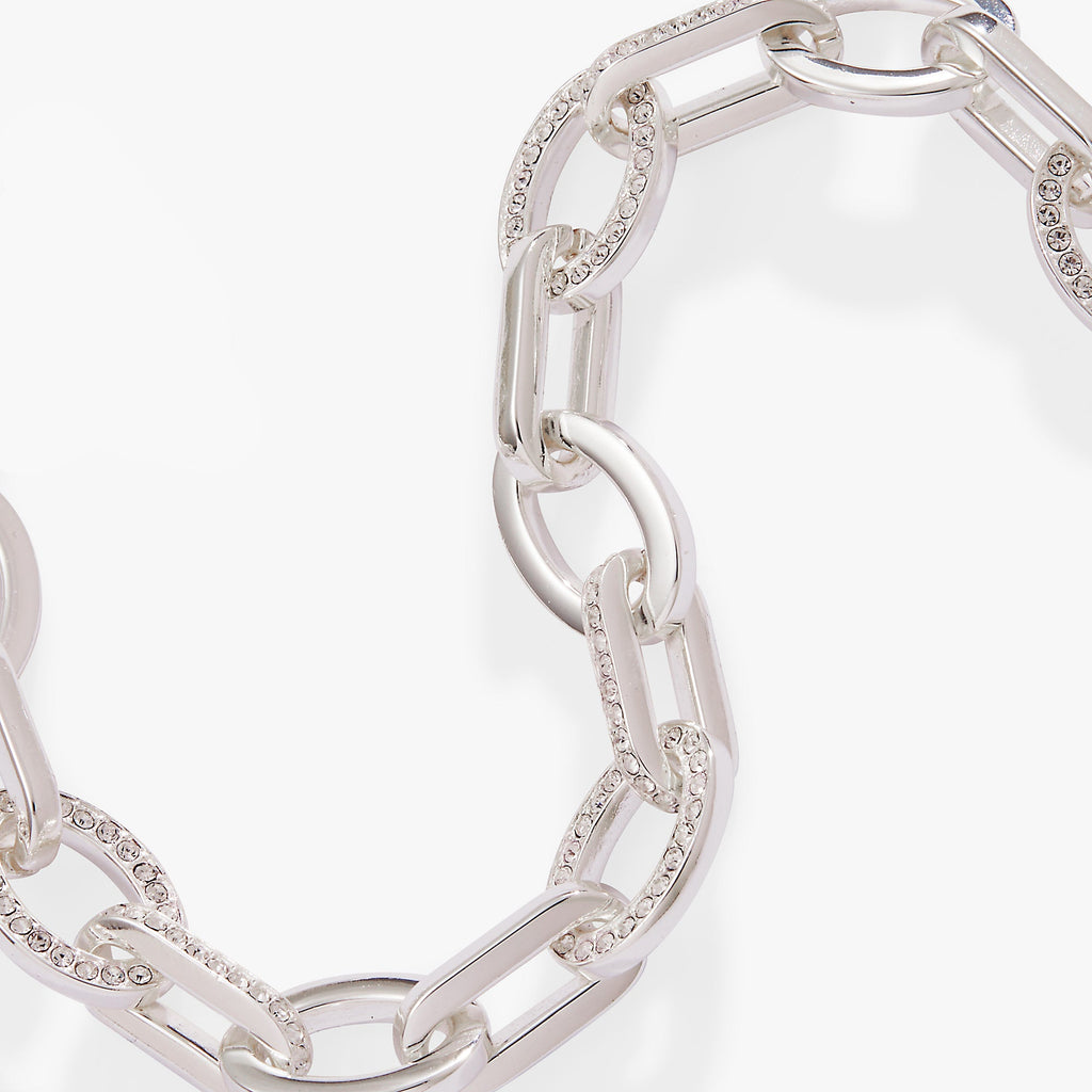 Oval Link Crystal Chain Toggle Bracelet in Gold or Silver