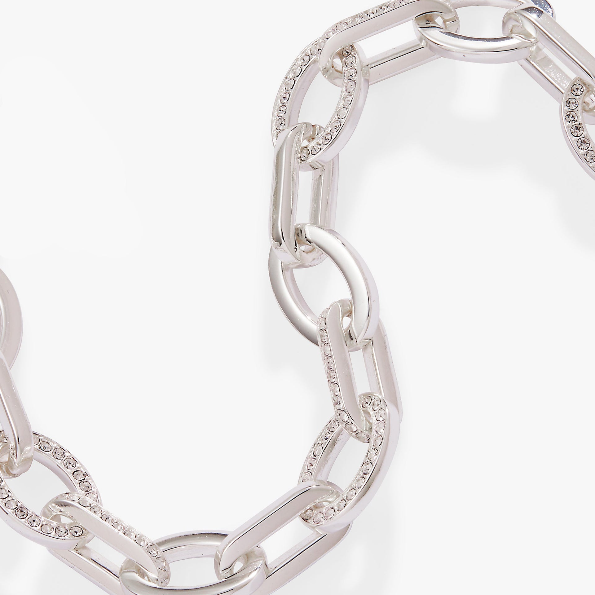 Oval Link Crystal Chain Toggle Bracelet in Gold or Silver