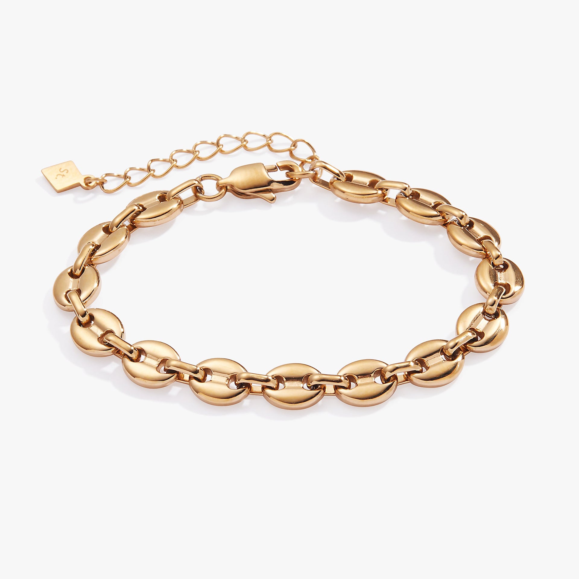 Gold-tone stainless steel Mariner chain bracelet with a polished, minimalist finish