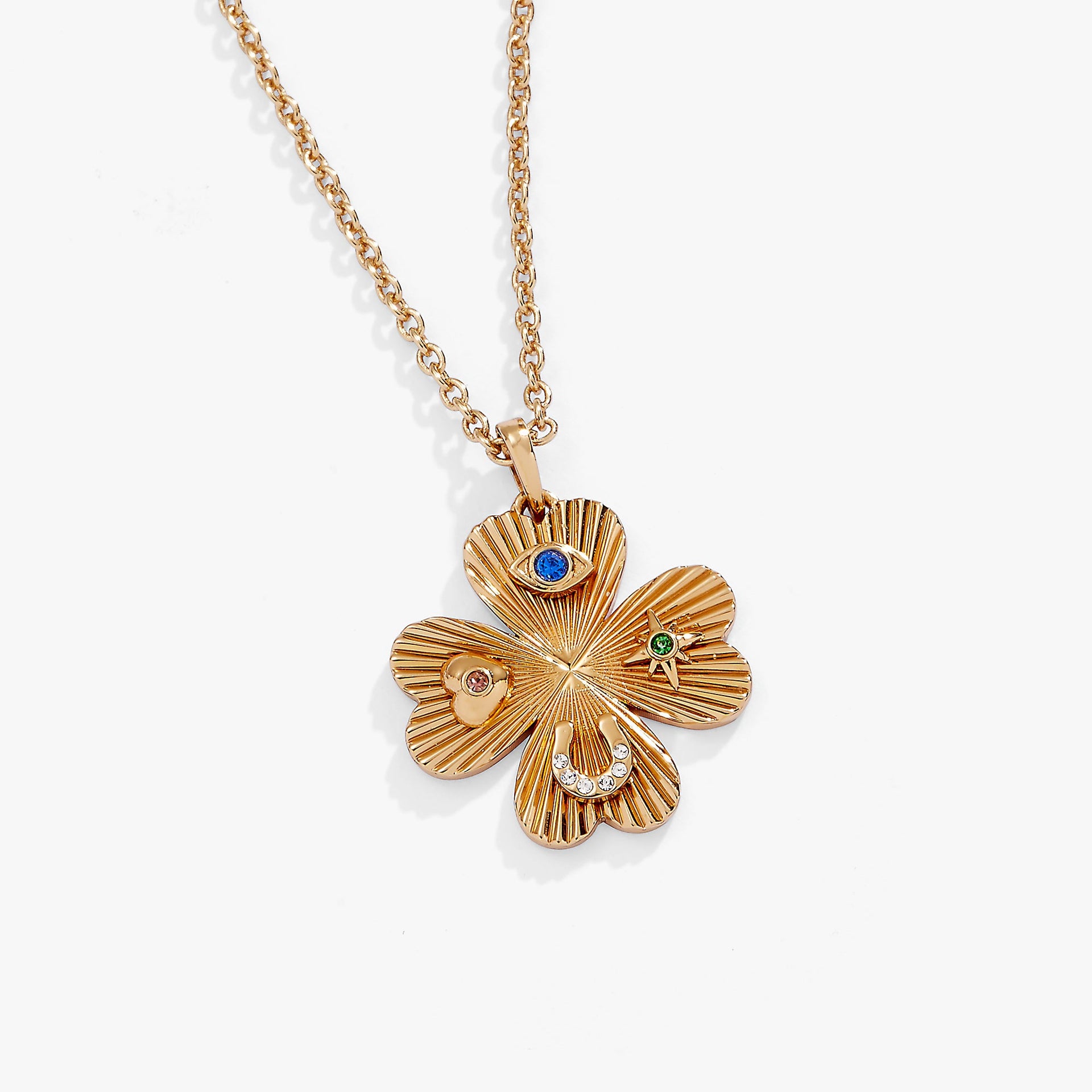 Lucky Four Leaf Clover Adjustable Pendant Necklace