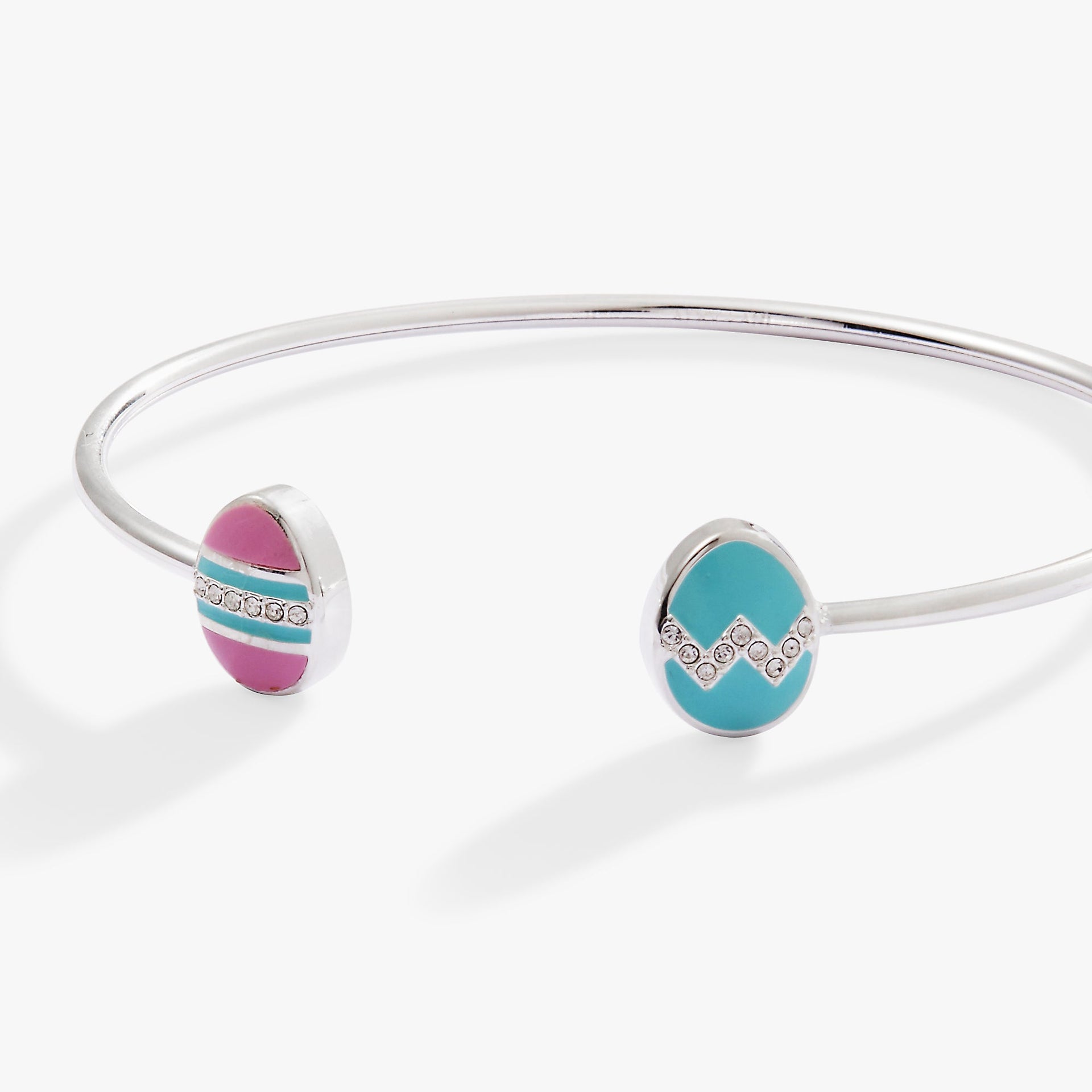 Easter Egg Flex Cuff Bracelet with Pastel Blue and Purple Pavé