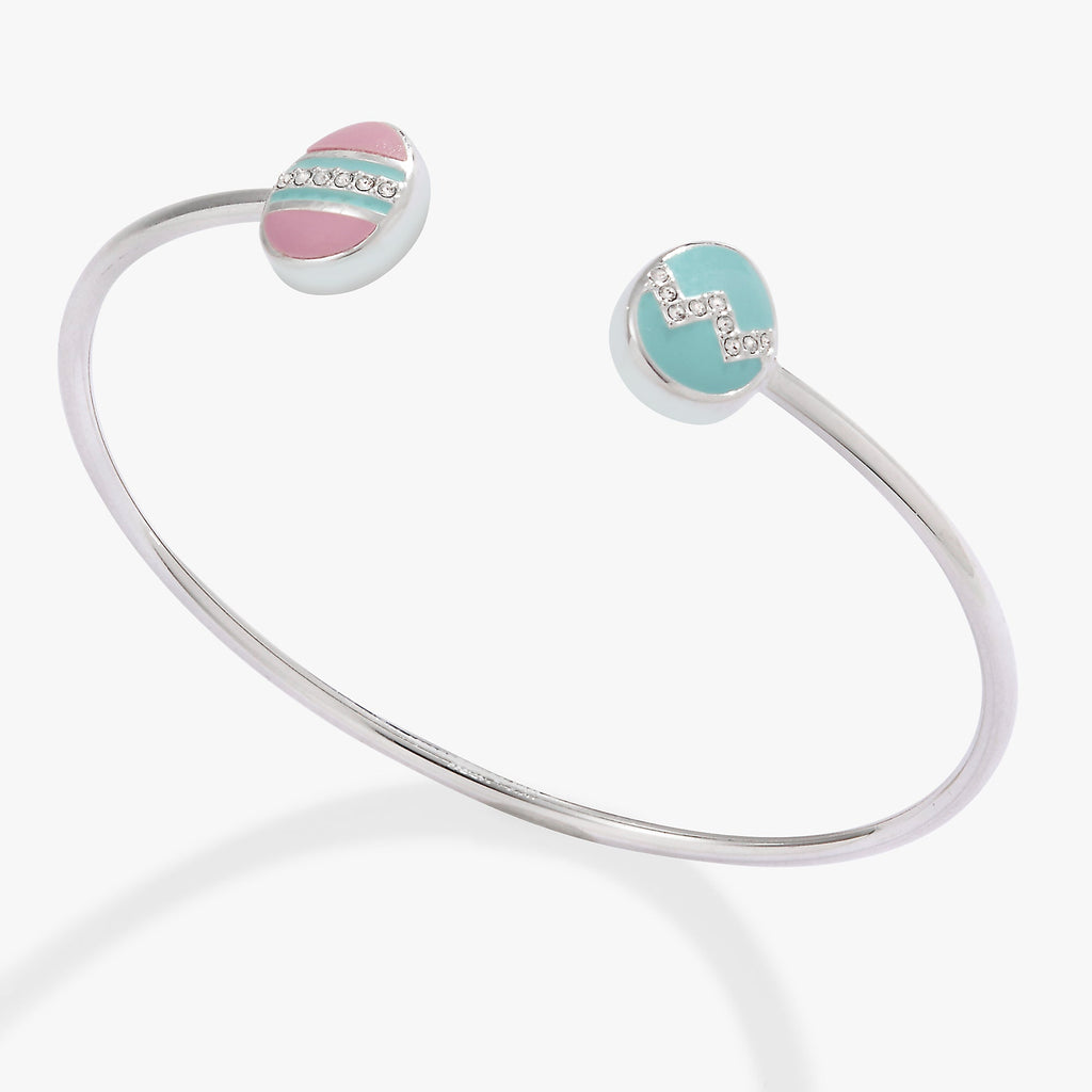 Alex And Ani Easter egg flex cuff with blue and purple pavé crystals