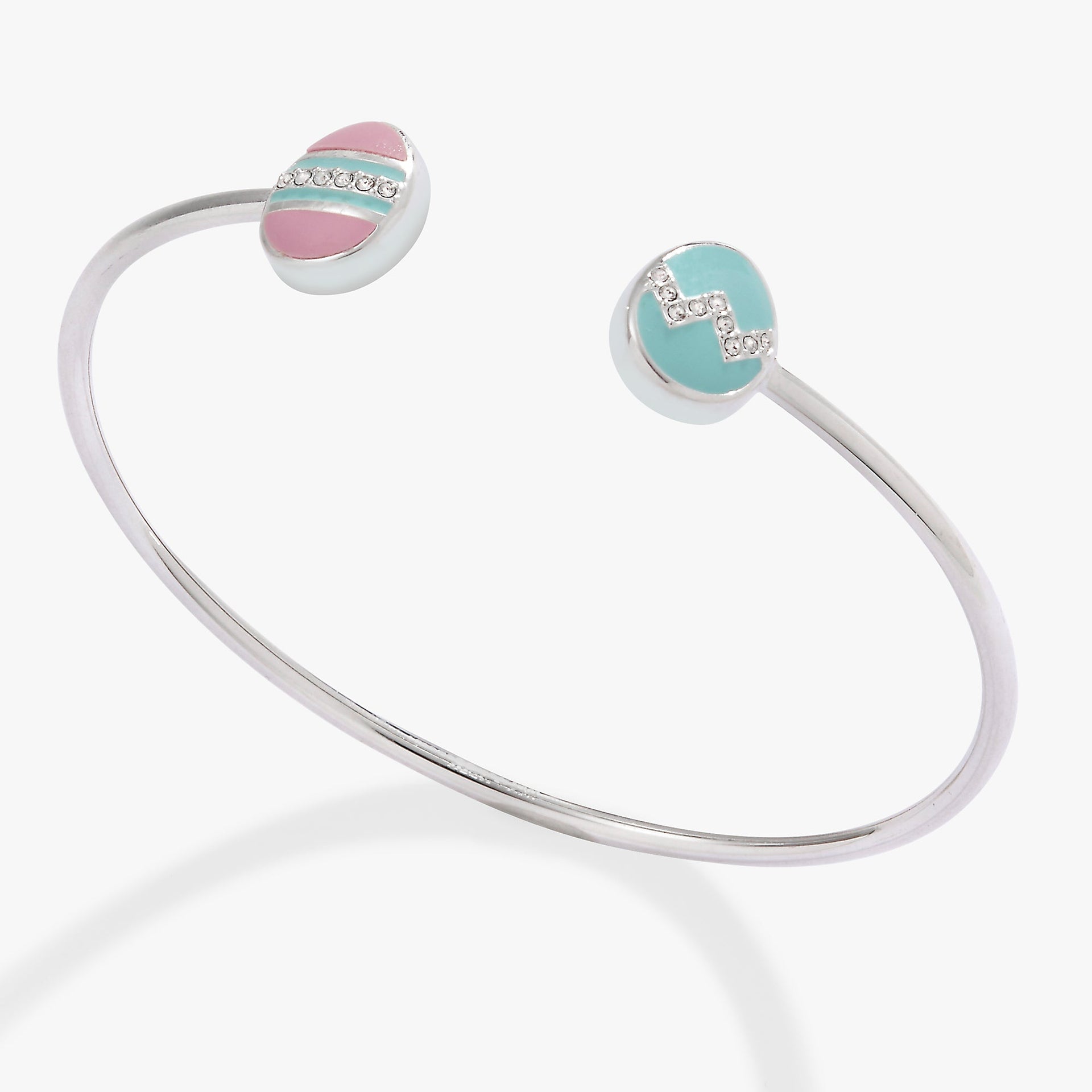 Alex And Ani Easter egg flex cuff with blue and purple pavé crystals