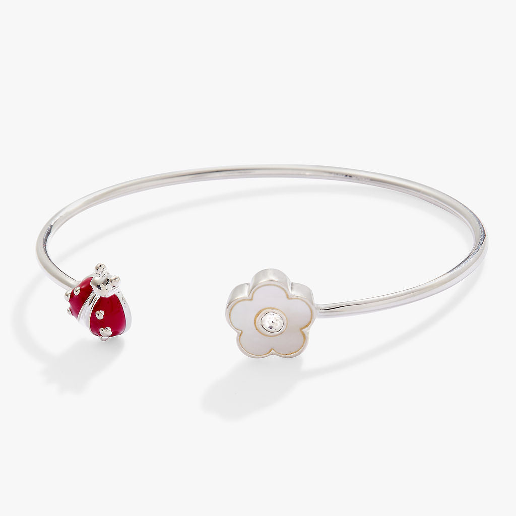 Ladybug and Daisy Flex Cuff with Mother of Pearl and Enamel
