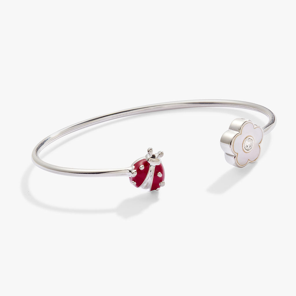 Ladybug and Daisy Flex Cuff with Mother of Pearl and Enamel