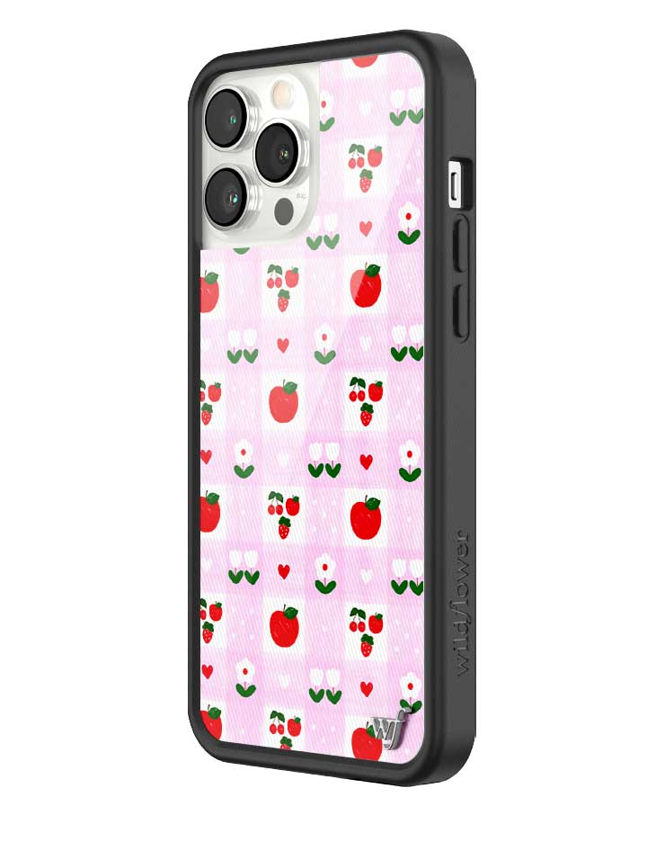 An Apple a Day iPhone Case with Pink Gingham and Floral Print - Image 26
