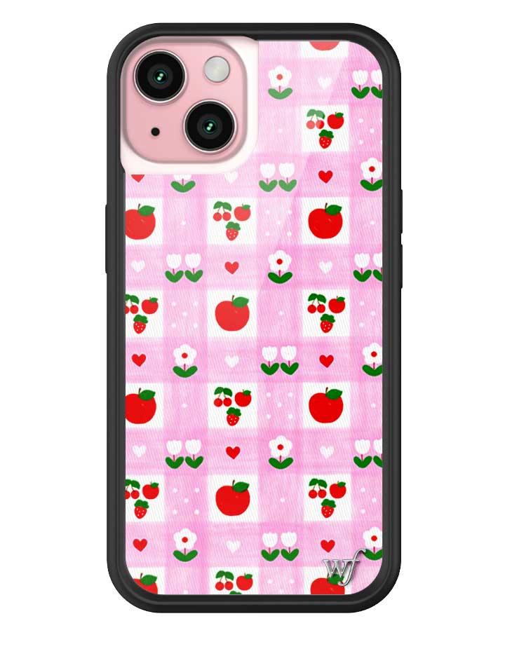 An Apple a Day iPhone Case with Pink Gingham and Floral Print - Image 15