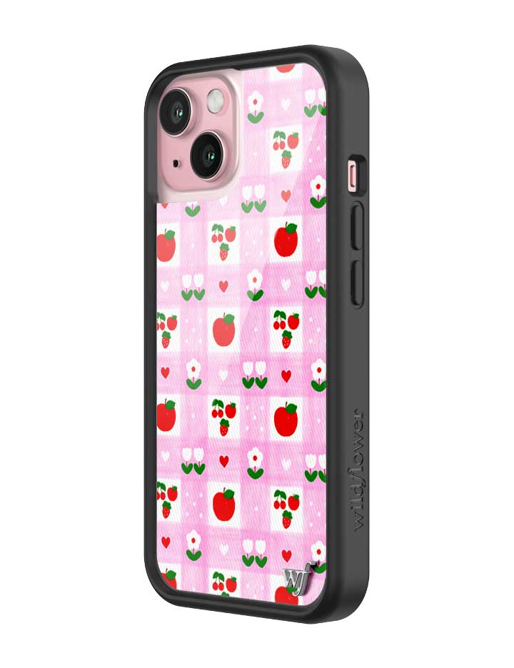 An Apple a Day iPhone Case with Pink Gingham and Floral Print - Image 16