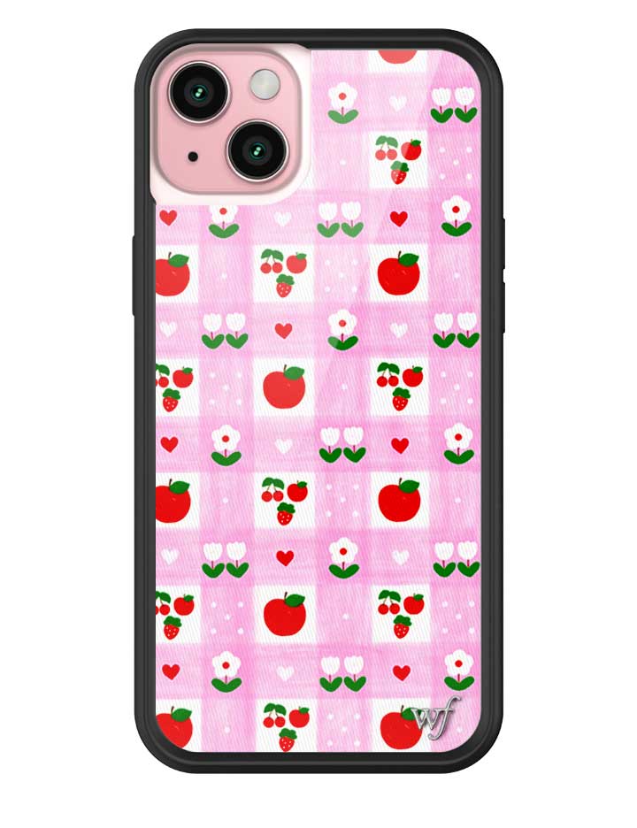An Apple a Day iPhone Case with Pink Gingham and Floral Print - Image 11