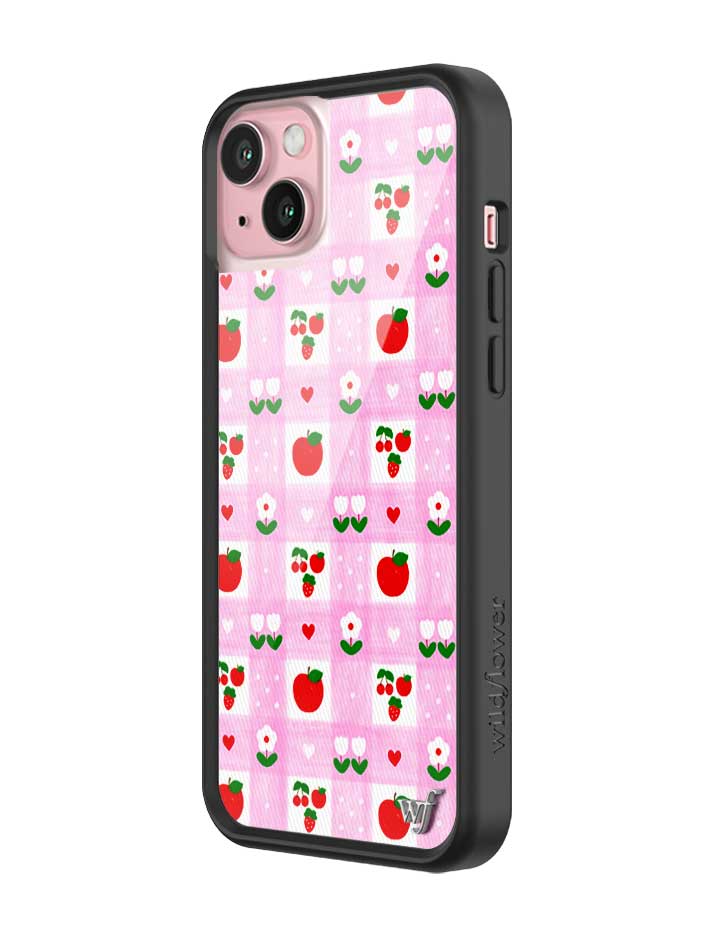 An Apple a Day iPhone Case with Pink Gingham and Floral Print - Image 12