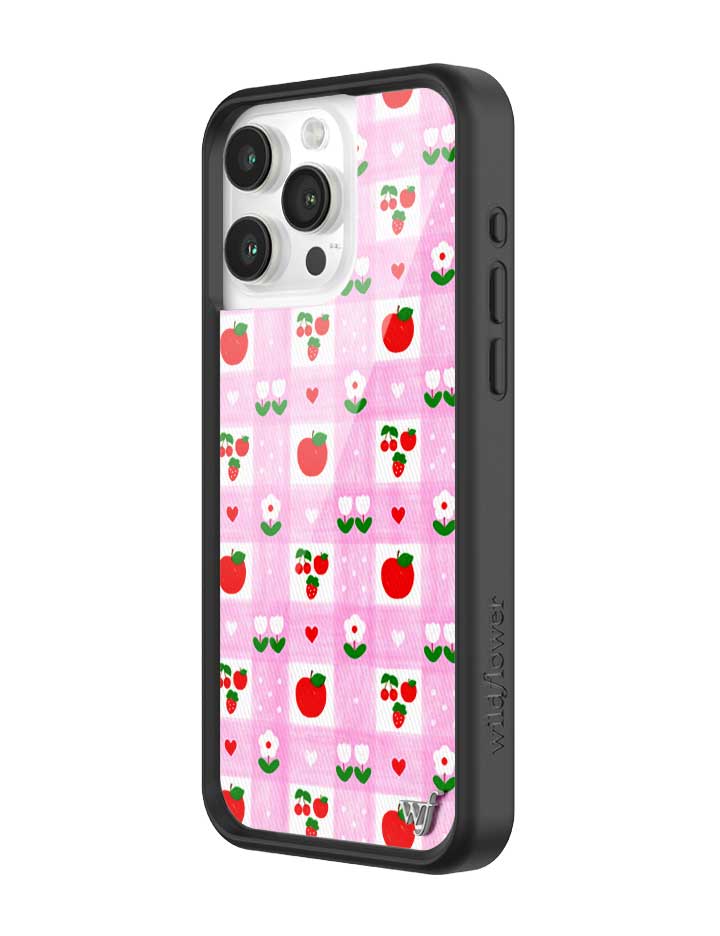 An Apple a Day iPhone Case with Pink Gingham and Floral Print - Image 10