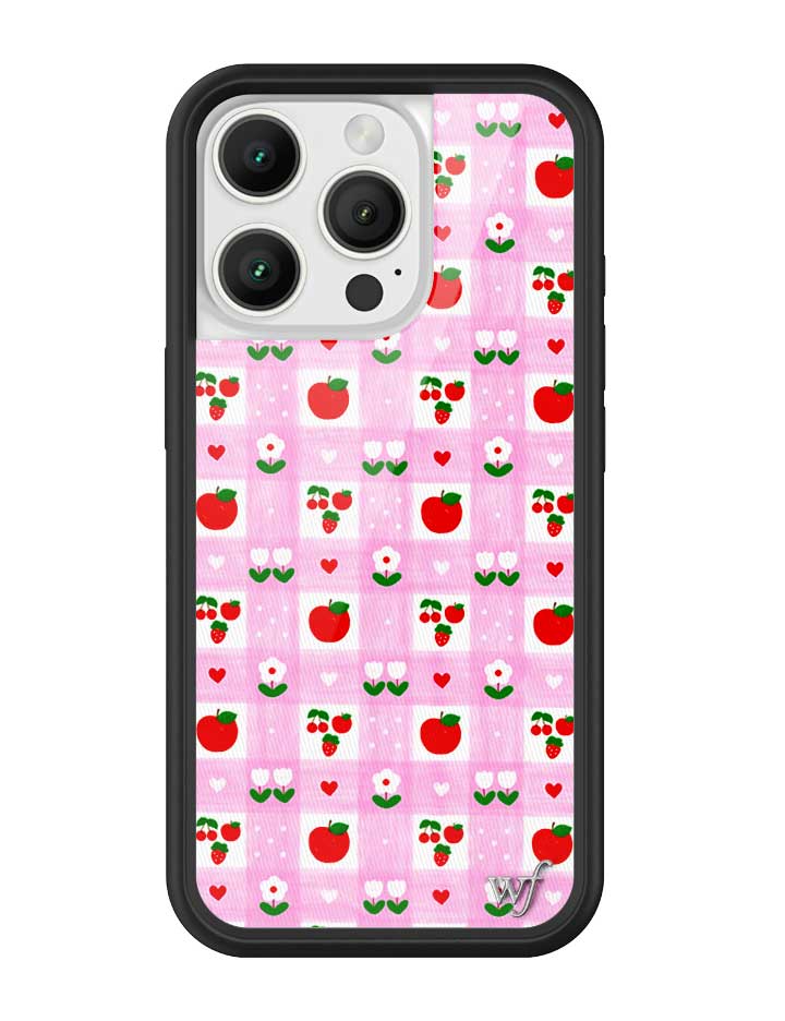 An Apple a Day iPhone Case with Pink Gingham and Floral Print - Image 5