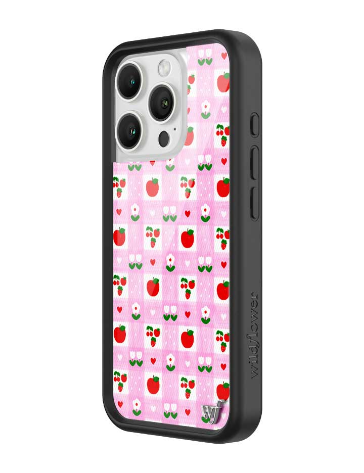 An Apple a Day iPhone Case with Pink Gingham and Floral Print - Image 6