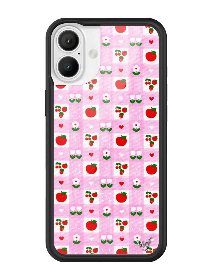 An Apple a Day iPhone Case with Pink Gingham and Floral Print - Image 3