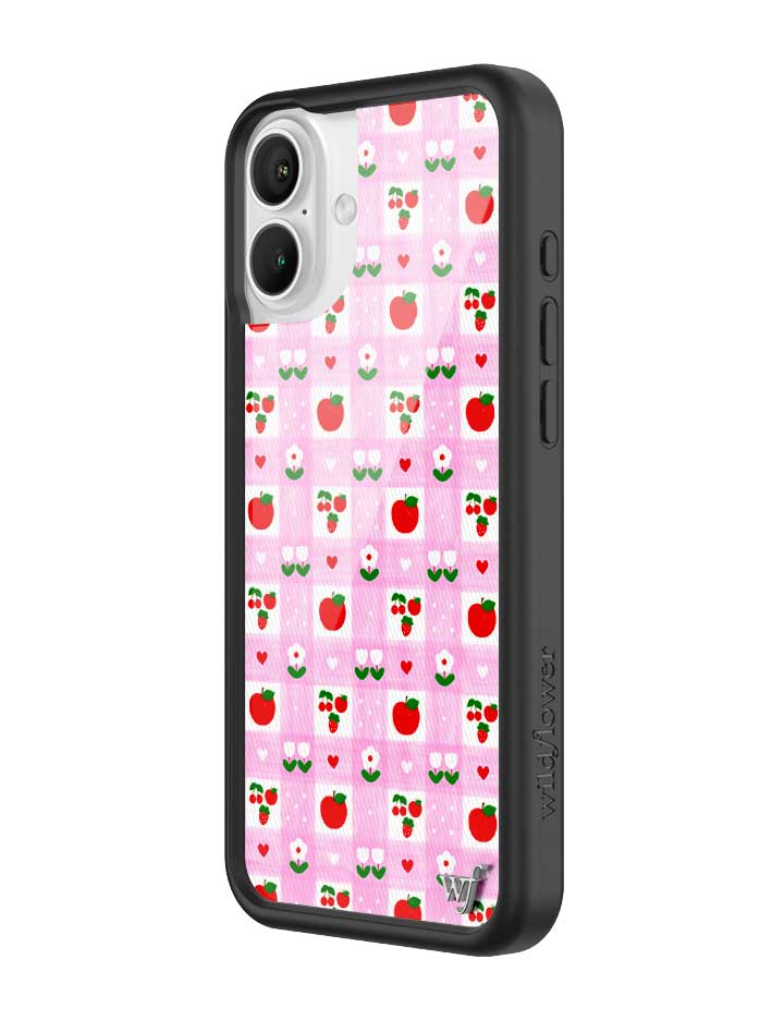 An Apple a Day iPhone Case with Pink Gingham and Floral Print - Image 4