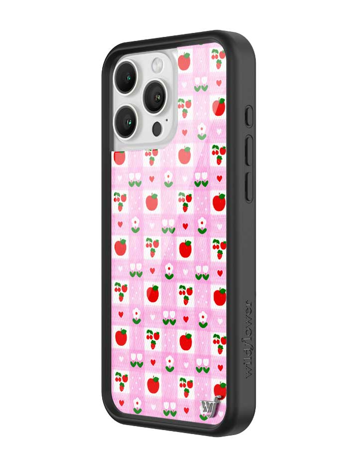 An Apple a Day iPhone Case with Pink Gingham and Floral Print - Image 2