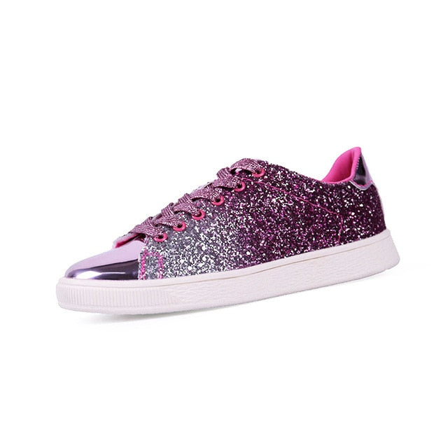 Women's Bling Green Glitter Metallic Lace-Up Sneakers - Image 8