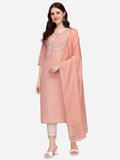 Embroidered Kurta With Pant & Dupatta Set, Multicolor - Hiral Fashion