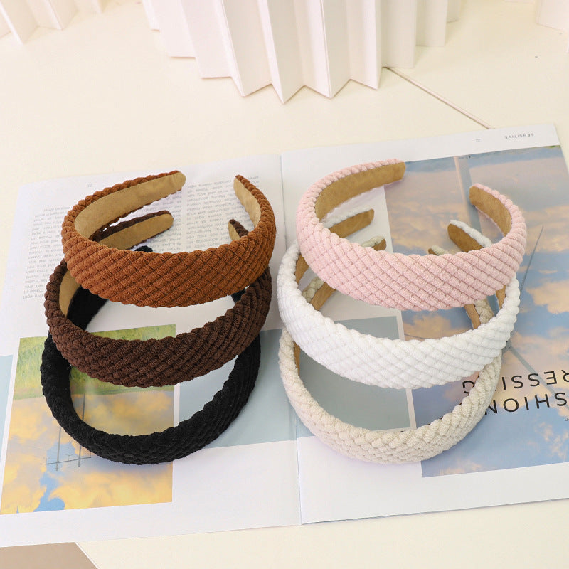 Stylish Corduroy Padded Wide Headband - Chic Hair Accessory - Image 2