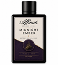 A sleek, minimalist bottle of Midnight Ember Extrait de Cologne in black and cream packaging.