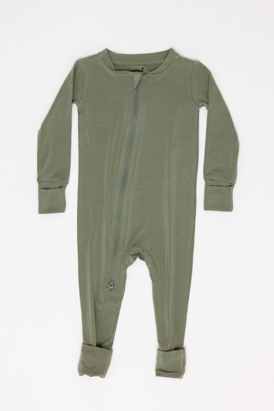 Close up of Sage Green CloudBlend™ footless pajamas showing high-quality fabric texture