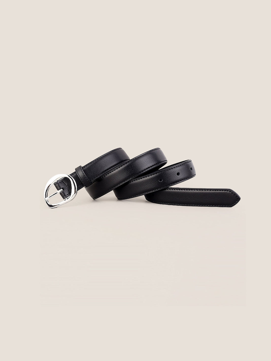 Premium Cowhide Belt With Retro Oval Alloy Buckle