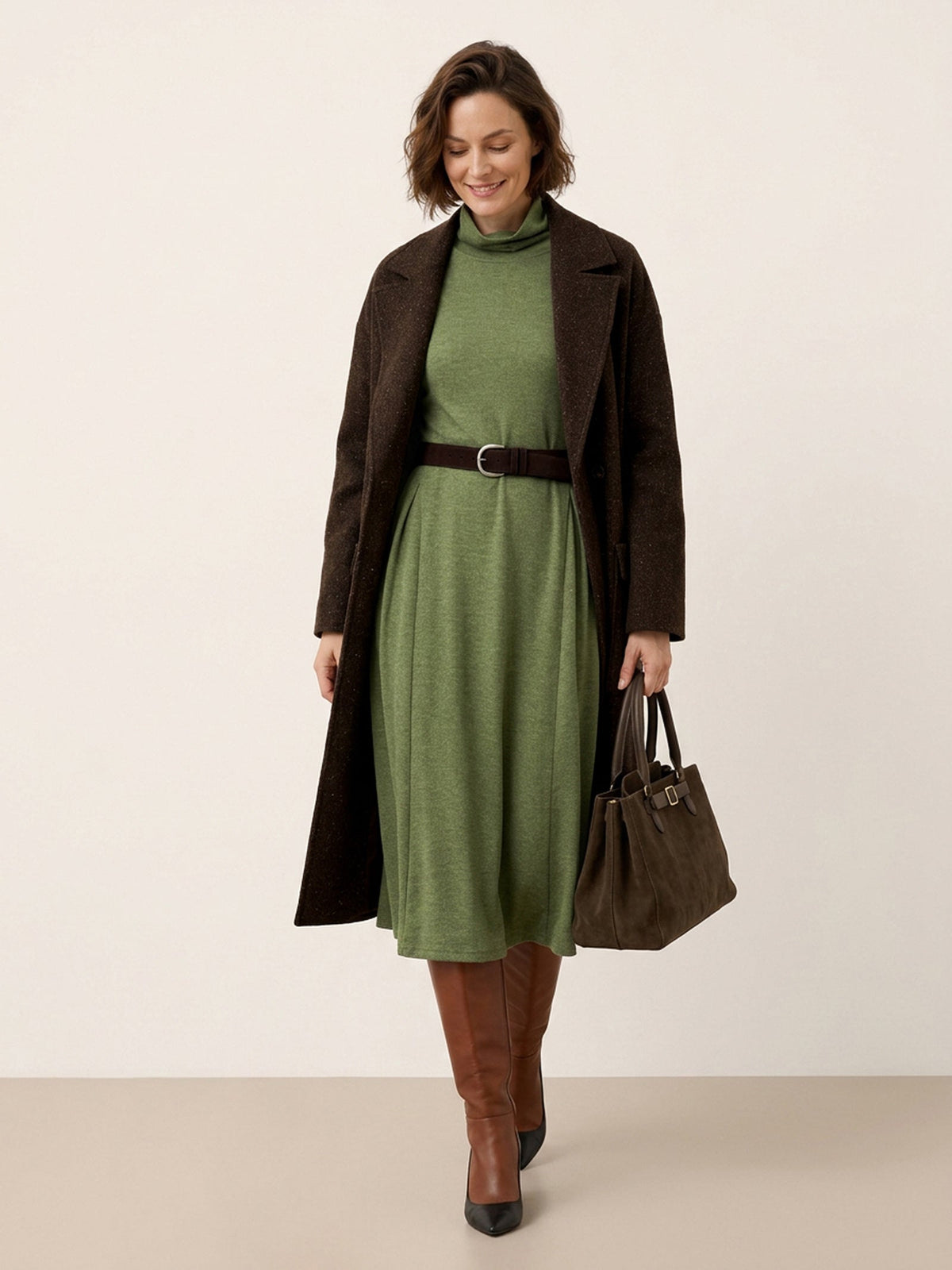Suede Leather Crescent Buckle Waist Belt