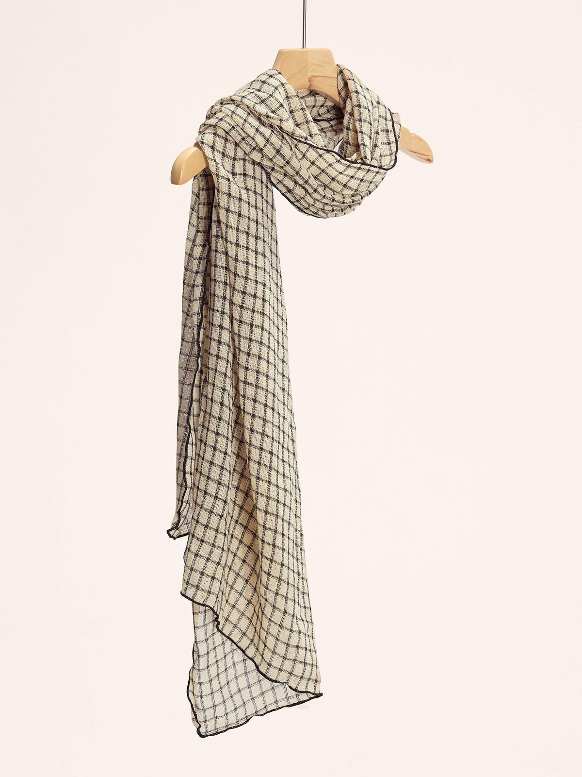 Linen Windowpane Check Scarf