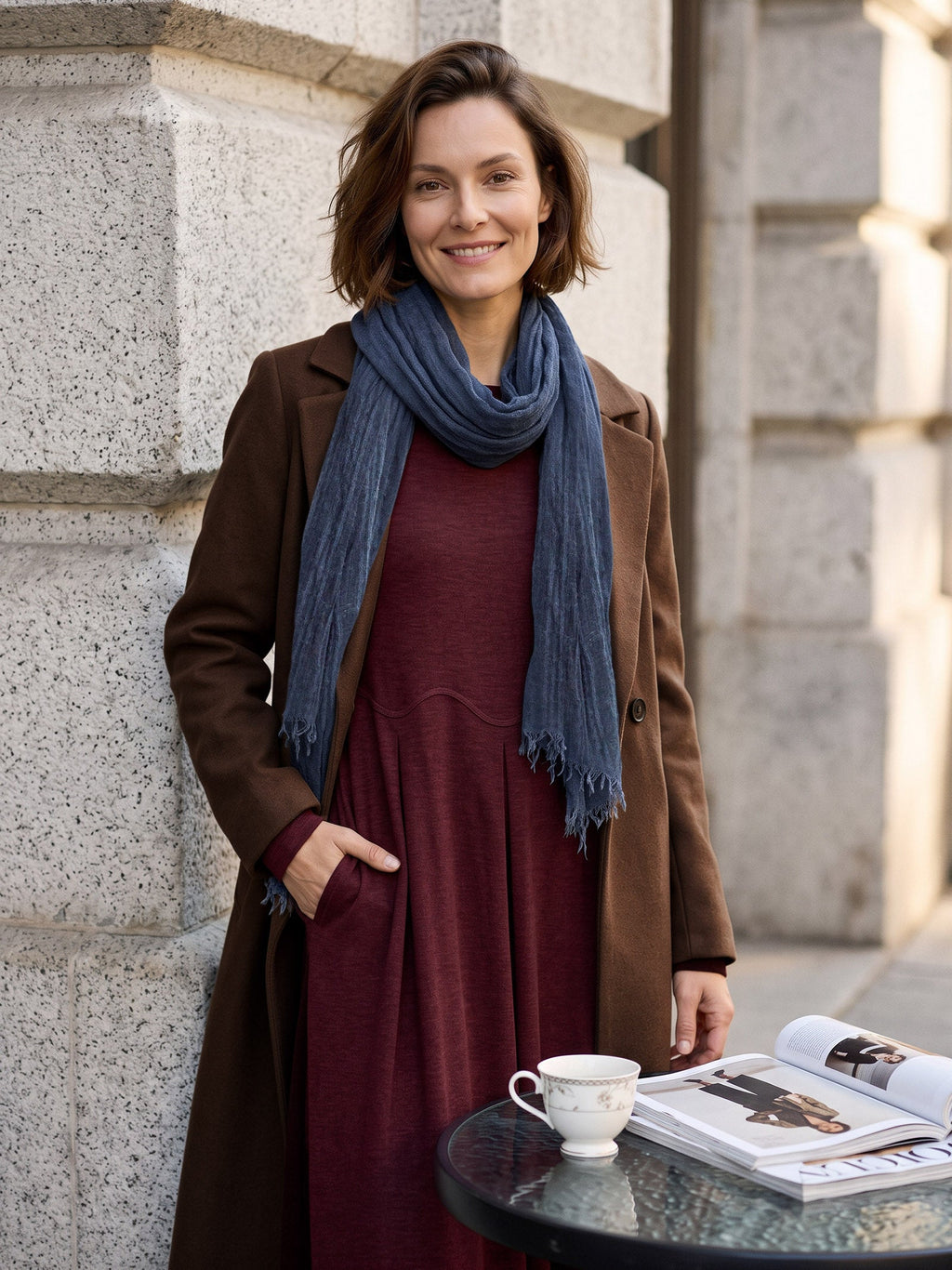 Airy Wool Fringed Scarf
