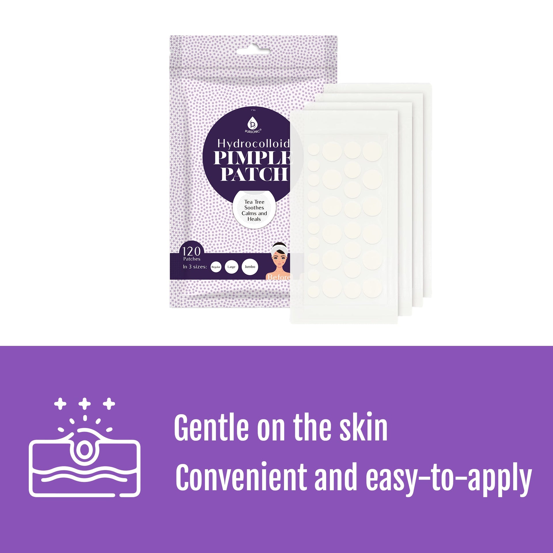 Hydrocolloid Pimple Patch, 120-Count, Multi Size Acne Solution 5 Pack
